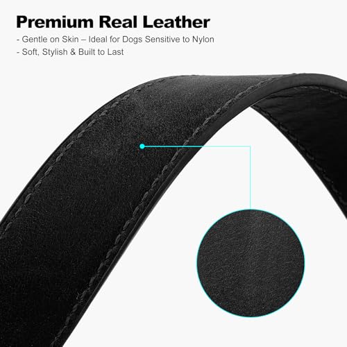 Plutus Pet Genuine Leather Dog Collar – Adjustable Pet Collar with Quick Release Metal Buckle, Soft Real Leather for Small Medium Large Dogs, Heavy Duty & Skin-Friendly (Black, XS) - color: Black, size: XS