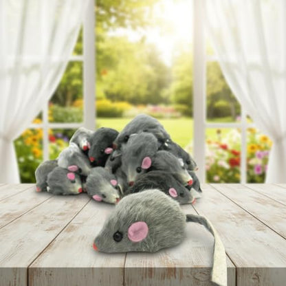5 Pcs Gray Fur Rattle Mouse Cat Toy Mice Animal Toy Pet Supplies Furry Play Combo - Cat Toy Mix