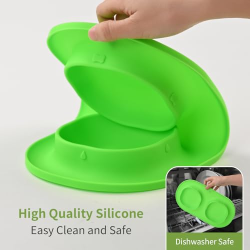 Small Size Puppy Dog Bowls: Food and Water Bowls Set for Small Dogs, No-Spill Non-Skid Dog Dish, Green - color: Green
