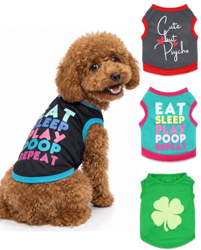 Small Dog T-Shirt for Boys, Breathable Lightweight Pet Dogs Vest, Boy Puppy Clothes for Chihuahua - color: Letter Print, size: Medium (5.5-8.8lb)