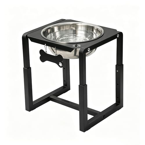 Metal Elevated Dog Bowls, Raised Dog Bowls for Medium/Large Breeds with One 111oz Stainless Steel Water Bowls, 3 Adjustable Height (8.8"/11.5"/14") Dog Bowl Stand Protect Neck & Joints - size: 8.8-14" | M/L/XL Dogs | 1×111oz Bowls