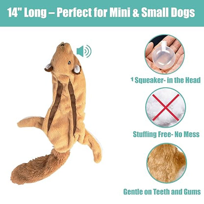 SPOT Skinneeez Flying Squirrel 14 Inch Stuffing-Free Plush Squeaky Dog Toy – Soft Tug-of-War Toy for Small and Medium Dogs – Mess-Free Interactive Chew Toy for Moderate Chewers - style: Mini Flying Squirrel
