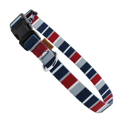 Dog Collar, Cute Multi Stripe Pattern, Soft and Adjustable Collar with Quick Release Buckle (XS (Neck 9-13", Width 3/8"), Rainbow Navy) - color: Rainbow Navy, size: XS (Neck 9-13", Width 3/8")