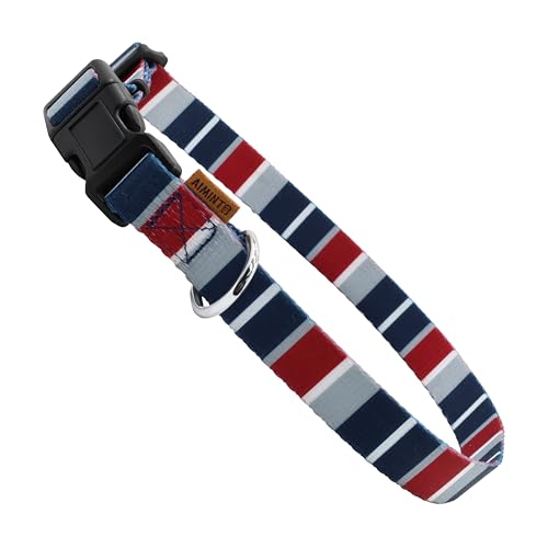 Dog Collar, Cute Multi Stripe Pattern, Soft and Adjustable Collar with Quick Release Buckle (XS (Neck 9-13", Width 3/8"), Rainbow Navy) - color: Rainbow Navy, size: XS (Neck 9-13", Width 3/8")