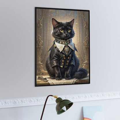 Gothic Cat 1000-Piece Wooden Jigsaw Puzzle, Dark Whimsical Cat Illustration, Cozy Indoor Fun, Creative Brain-Training Activity - color: #10