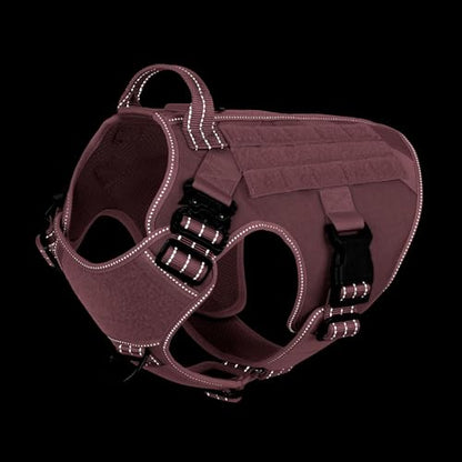ICEFANG Tactical Dog Harness,Large Size, 2X Metal Buckle,Working Dog MOLLE Vest with Handle,No Pulling Front Leash Clip,Hook and Loop Panel (Pink, L (Pack of 1)) - color: Pink, size: Large (Pack of 1)
