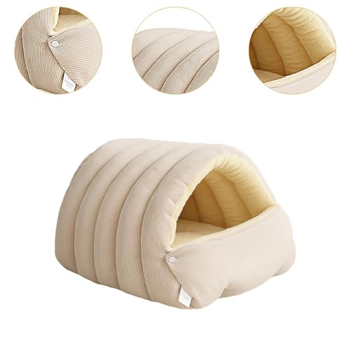Winter Cave Warm Cat House Removable Cushion Convenient,PP Cottons Comfortable Washable Supplies Multifunctional, White M