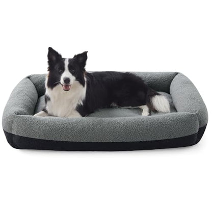 Dog Bed Large Sized Dogs, Washable Comfy Fluffy Medium Dog Bed, Removable Zipper Cover Machine Wash, Soft Orthopedic Bed Durable Pet Cuddler with Anti-Slip Bottom, 36"x27"x8",Dark Grey - color: Dark Grey, size: L(36''x27''x8'')