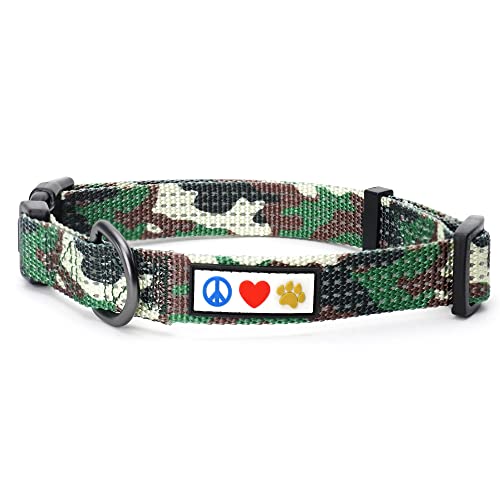 Pawtitas Reflective Dog Collar for X-Small Dogs – Adjustable Nylon Puppy Collar with Quick-Release Buckle | Fits Neck 8–13 in | Night Safety Training Collar | XS | Camouflage Green - color: Green Camo, size: X-Small (Pack of 1)