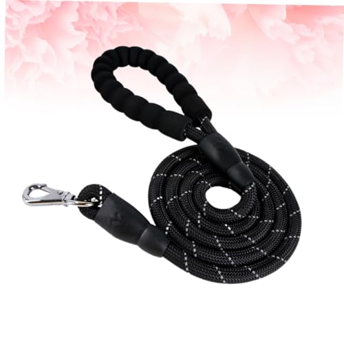 TOYANDONA Reflective Dog Leash 1.5m Black Pet Lead Haulage Cable Sturdy Rope for Walking and Training in Low Light Conditions