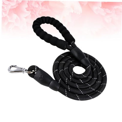TOYANDONA Reflective Dog Leash 1.5m Black Pet Lead Haulage Cable Sturdy Rope for Walking and Training in Low Light Conditions
