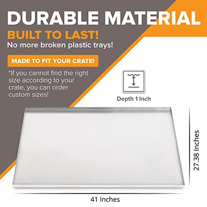 Pinnacle Systems 41" x 27.38" Metal Replacement Dog Crate Pan Chew Proof Crack Proof Pet Kennel Tray Central Dog Training Crate Pan Pet Supplies, Galvanized, 1" H - color: Galvanized, size: 41.0"L x 27.4"W x 1.0"H