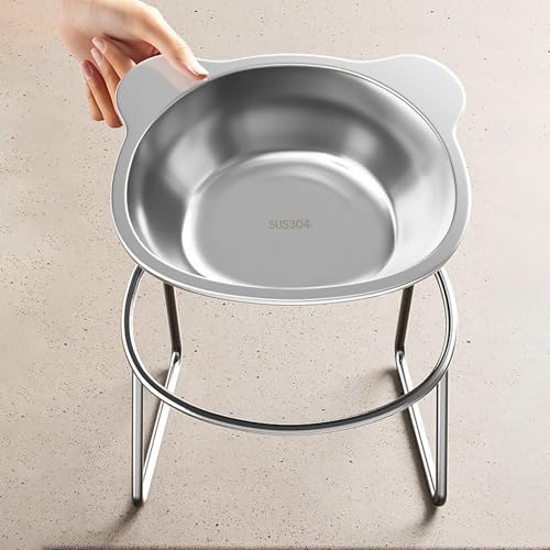Elevated Cat Bowls, 15°Tilted Stand Whisker Friendly Raised Cat Food & Water Dishes, 5.9 inch Stainless Steel Indoor Anti-Vomiting Small Dog Bowls,Dishwasher Safe,Spine Friendly - size: 1Pack