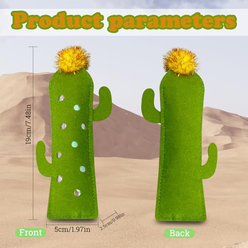 Andiker Catnip Toy for Cats, Cute Bamboo Shapes with Soft PP Cotton Bite-Resistant Cat Chew Toy with Catnip and Crinkle Paper Entertaining Interactive Cat Toy for Indoor Cats and Kitten (Cactus) - style: Cactus