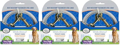 Four Paws Heavy Weight Tie Out Cable Silver 10 Feet (Pack of 3) - size: 10 Feet (Pack of 3)