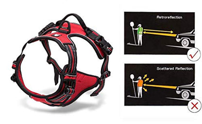 JUXZH Truelove No Pull Dog Harness with Easy Control Handle and 2 Leash Attachments,Reflective Adjustable Pet Vest - color: Red, size: Small (Pack of 1)
