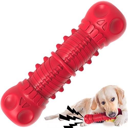 ZIKATON Dog Squeaky Toys for Aggressive Chewers, Durable Chew Toys for Large Medium Breed Dog, Dog Toys, Tough Durable Dogs Toys with Natural Rubber - color: A Red