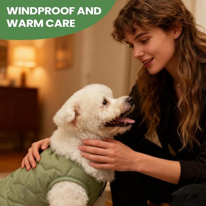 Dog Coat - Windproof Thermal Pet Jacket, Cold Weather Protection Apparel, Adjustable Reflective Design | Small Medium Large Breeds Clothing, Cats Puppies Kittens Wear for Winter Rain Snow - color: GreenXL