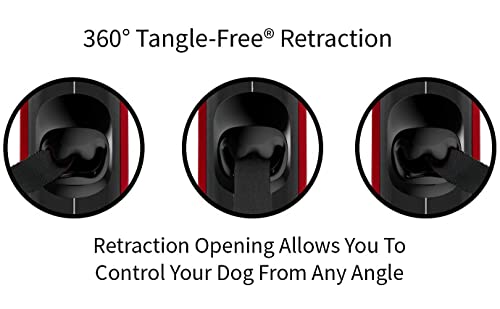 TUG Oval 360° Tangle-Free Retractable Dog Leash with Integrated Waste Bag Dispenser (Small, Red) - color: Red, size: Small
