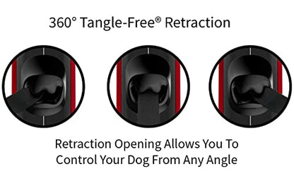 TUG Oval 360° Tangle-Free Retractable Dog Leash with Integrated Waste Bag Dispenser (Large, Red) - color: Red, size: Large