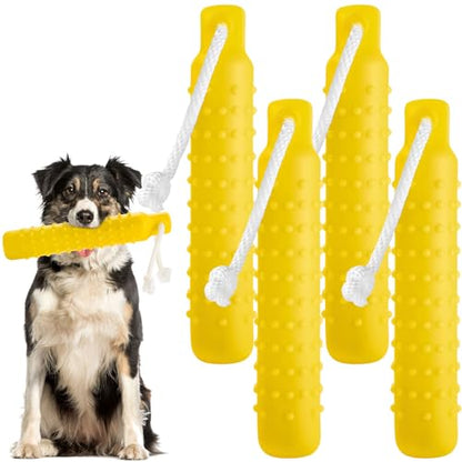 Blueweenly 4 Pcs Dog Bumper Toy for Water Retrieving Plastic Puppy Training Dummy Dog Float Toy Lightweight for Float on The Water Pool Outdoor Training Hunting Fetching (Yellow) - color: Yellow