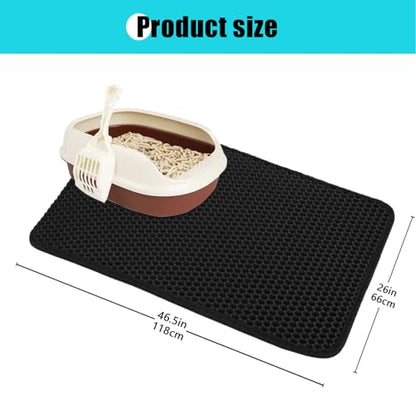 Cat Litter Mat, Kitty Litter Collector, Double Layered Honeycomb Design Waterproof, Anti Urine, Anti Slip, Easy to Clean, Limit Garbage (26"x46.5", Black) - color: Black, size: 26" x 46.5"