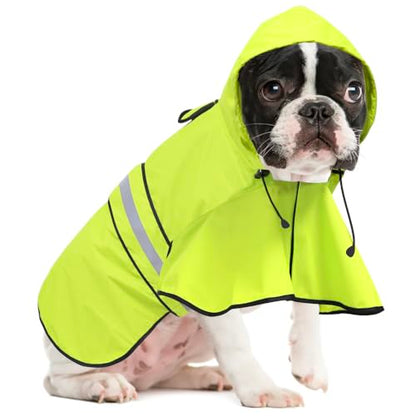 Waterproof Dog Rain Coat - Adjustable Hooded Pet Rain Jacket Raincoat, Reflective Lightweight Dog Slicker Poncho Raincoats (Neon Green, Medium) - color: Neon Green, size: Medium