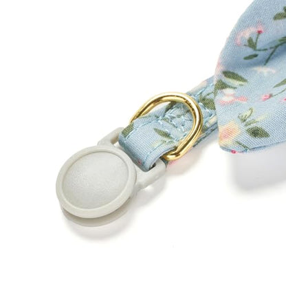 2 Pack Cotton Cat Collar, Removable Bowtie, Floral Pattern, Safety Breakaway Clasp, Adjustable for Cats.(Adult Cat, Pink+Grey) - color: 2 Pack (Pink+Grey)