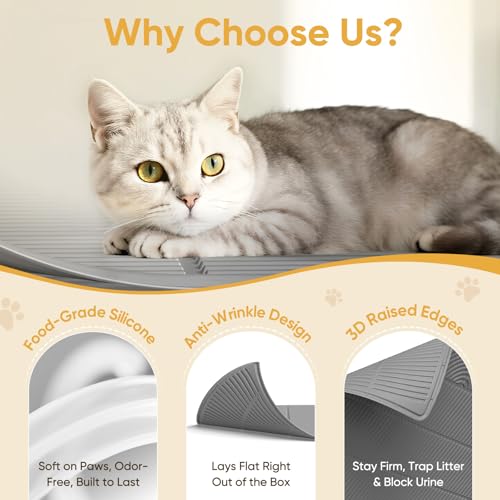 TRZZ XXL Extra Large Cat Litter Mat, Silicone Litter Box Mat for Floor, Waterproof & Non-Slip, Easy to Clean, Cat Litter Trapping Mat & Kitty Litter Catcher for Scatter Control (Green) - color: Green