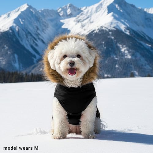 PAWNISAW Dog Winter Coat with Harness Built in, Warm Thick Plush Hooded Dog Snow Jacket for Cold Weather, Windproof Reflective Pet Clothes Outfit for Small, Medium, Large, XL & XXL Dogs Outdoor - color: Black