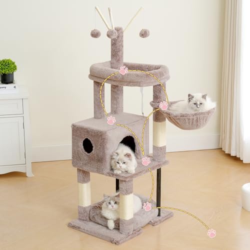 Heybly Cat Tree，HCT202SMU - color: Muchroom, size: 45.3 inch