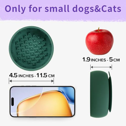 Deep Green Slow Feeder Dog Bowl for Large Breed & Puppies - Prevents Bloat & Improves Digestion - Non-Slip Dog Puzzle Toy with Suction, Made of Food-Grade Silicone(Only for Small Dogs) - color: Deep Green