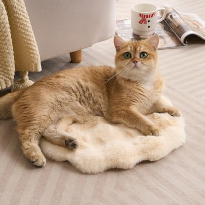 SHENGOCASE Round Faux Rabbit Fur Pet Bed Cushion, 16 inches, Cat Tree Tower Replacement Pad, 4-Pack (Beige) - color: Beige, size: 16"（4-pack）