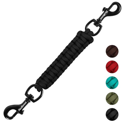 Dog Collar Safety Clip, Handmade Backup Safety Strap for Dog Harness, Prong, Pinch Collar, Double Ended Clasp Leash Connector (Black) - color: Black