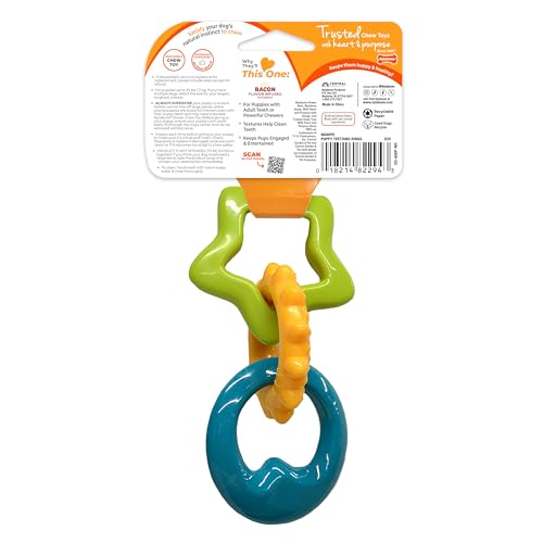 Nylabone Teething Rings Puppy Power Chew Toy for Puppies, Soothing Puppy Teething Bone, Enrichment Toy for Puppies, Bacon Flavor, Small Dogs - Up to 25 Ibs, 1 Count - color: Rings