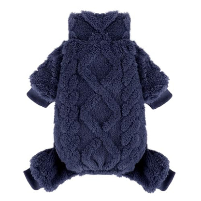 Dog Sweater Fleece Turtleneck Winter Dog Clothes for Small Dogs Girls Boy, Warm Fleece Puppy Pajamas Onesies, Pet Clothes Puppy Sweater Pjs, Doggy Jumpsuits Doggie Outfit, Dark Blue, XXS - color: Dark Blue, size: XX-Small (Chest 11in )