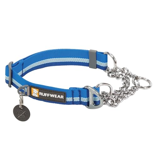 Ruffwear, Chain Reaction Dog Collar, Adjustable Reflective Martingale Escape-Proof Collar with Stainless Steel Chain, Professional Training Control, Blue Pool, 20"-26" - color: Blue Pool, size: 20"-26"