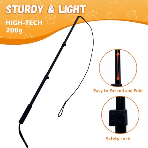 Flirt Pole for Dogs, Interactive Dog Toys Extendable Teaser Wand with Lure Chewing Toy, Chase and Tug of War for Small Medium Large Dogs Training Playing Exercise - size: 40.5Inch Pole-Black