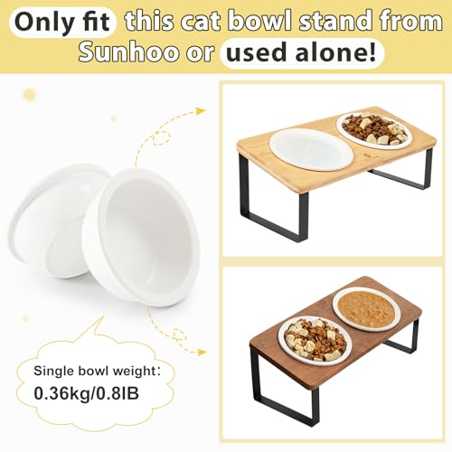 2PCS Cat Bowls Ceramic Replacement Bowl 360ml Kitten Food and Water Bowl for Indoor Cats Puppy Dishes Small Pet Feeding Dish for Rabbit & Guinea Pig Dishwasher & Microwaveable Safe(White)