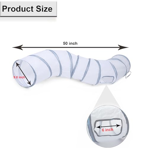 Cat Tunnel Tube Toys，Tunnels for Indoor Cats, S-Shape White Collapsible Interactive Toy with Balls for Rabbits, Kittens, Ferrets, Puppy - color: S - 2 Way White Gray
