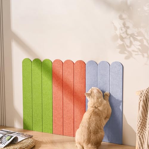 Cat Wall Scratcher - Gen Z Vibrant Three-Color Combination (Grass Green/Orange/Light Gray) | Wall Mounted Cat Scratcher for Modern Apartments | Scratch pad for Cats Pet Decoration - color: Grass Green+Orange+Light Gray