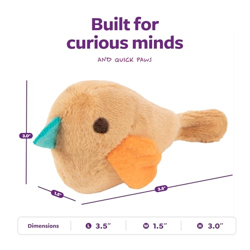 SmartyKat Chickadee Chirp Electronic Sound Cat Toy, Contains Catnip, Battery Powered - Light Brown, One Size - size: One Size, style: Chickadee Chirp