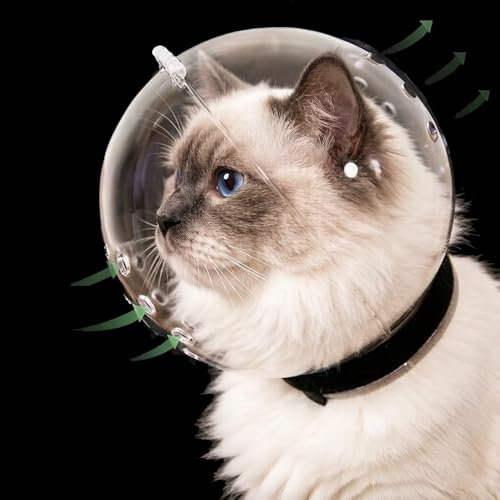 Cat Muzzle Combo - Adjustable Hood, Breathable Anti-Bite Muzzles to Prevent Biting and Chewing, Safety Grooming Accessory for Small Pets.(M for cat Neck 6.8-9.25") - size: M for cat neck 6.8-9.25"