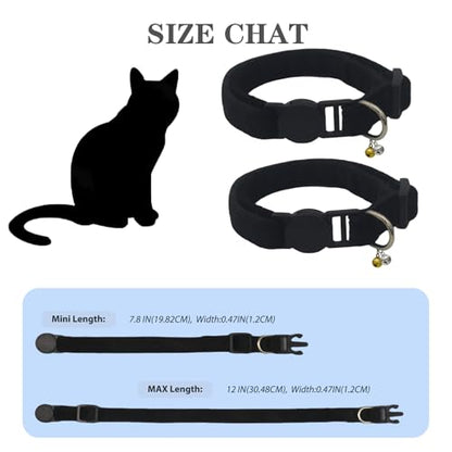 Breakaway Cat Collar with Bell, Lightweight Soft Cotton Collar, Adjustable Kitten Collars with Safety Buckle, Quick Release, Pet Supplies Accessories, Black - color: Black