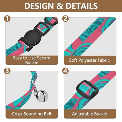 Silhouette Pink Teal Pet Collars 2 Pack Soft Cat Collar Adjustable 10.6 to 17.1 Inches - color: Silhouette Pink Teal