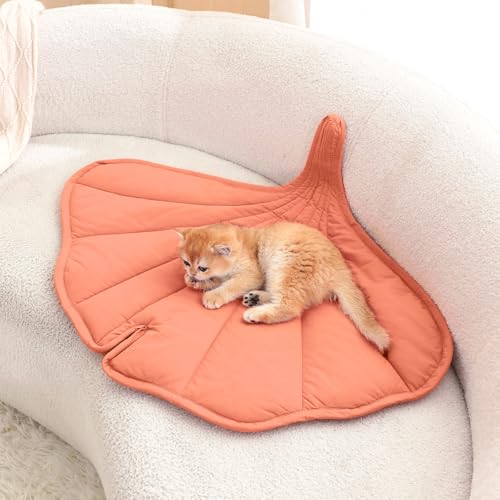 Letalong 31 X 25 Inch Leaf Shaped Cotton Cat Bed Pad, Warming Cat Mat, Pet Warming Pad for Cats, Warmer Mat for Feral and Indoor Cats, 2025 Enlarged and Thickened Leaf Beds - color: Pink