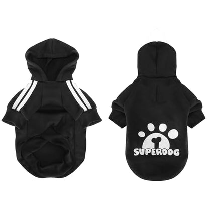 Dog Hoodie with Leash Hole, Pet Clothes Puppy Sweatshirt Dog Pullover Stylish Cat Apparel for Small Medium Dogs and Cats (Black, Large) - color: Black, size: Large