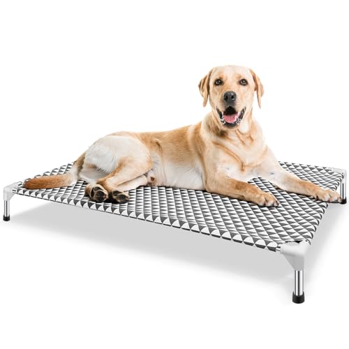 Elevated Outdoor Dog Bed, X-Large Size, Cotton Material, Non-Slip Feet, Fits up to 120lbs - size: 4 sided X-Large
