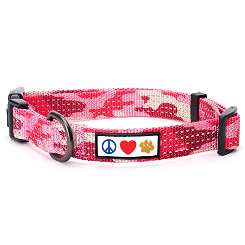 Pawtitas Reflective Dog Collar for X-Small Dogs – Adjustable Nylon Puppy Collar with Quick-Release Buckle | Fits Neck 8–13 in | Night Safety Training Collar | XS | Camouflage Pink - color: Pink camo, size: X-Small (Pack of 1)