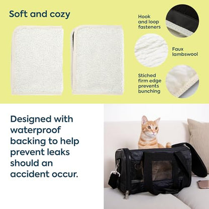 Sherpa Replacement Liners for Travel Pet Carriers - Soft Absorbent Cat & Dog Kennel Pad with Waterproof Backing, Machine Washable Crate Pads, 16.5x11.25in - 2 Pack, White, Medium - size: 2 Count (Pack of 1)